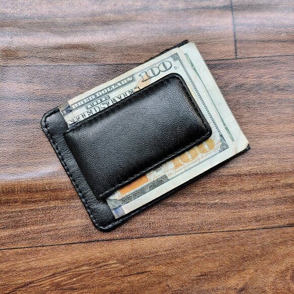 Genuine Leather Money Clip, Slim Card Holder with Magnetic Clip - Picture 5 of 6